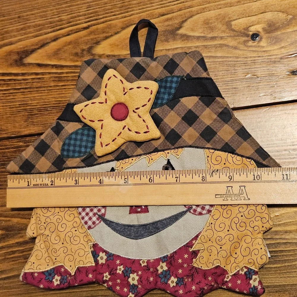 VTG Scarecrow Pot Holders Set of 2 Fall Autumn Farmhouse Kitchen‎ Decor Cotton